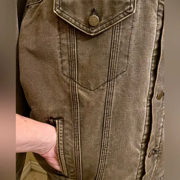 CARHARTT Men’s Faded Brown Canvas Blanket Lined Trucker Jacket; XXL; EUC.
